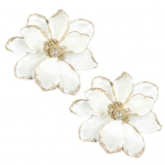 2 tk Glitter kunstlik j&otilde;ululill DIY p&auml;rja kaunistuse simulatsioon j&otilde;ulut&auml;he litrid riidest lilled j&otilde;ulupuu kaunistus lille jaoks valge