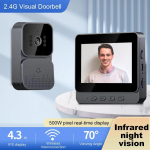 Video uksekell Video Intercom Eye Peephole Camera 1080P 2,4G 4,3-tolline IPS-ekraan visuaalsed uksekellad Villa kodukontori korteri jaoks