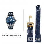 Kvaliteetne ehtsast nahast neetidega kellarihm 21 mm 22 mm, sobib IWC Big Pilot Spitfire TOP GUN jaoks pruunist sinisest veisenahast kellarihmad Blue-gold 21mm