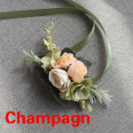 1 tk peo randmekorsaaž kunstlilled peigmees Boutonniere k&auml;si randmelille pruutneitsi 1 beež