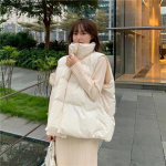 Lahtine puuvillane vest naiste &uuml;lisuur soe vabaaja mantel, seisev krae, soliidne Harajuku pendelr&auml;ndel Korea mood s&uuml;gis-talv S must