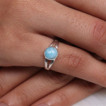 Naturaalne Larimar &uuml;mmargune kalliskiviga s&otilde;rmus, t&auml;is 925 sterlingh&otilde;be, S&uuml;nnip&auml;evakivi ehted, S&otilde;rmused naistele, Aastap&auml;evakingitus, K&auml;sit&ouml;&ouml;ehted 5