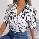 GMXIA naiste mood vabaaja l&uuml;hikeste varrukatega &uuml;likond, krae pluusid ja s&auml;rgid, v&auml;rvi kontrastsusega lahtine s&auml;rk S valge