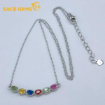 SACE GEMS 925 Sterling Silver sertifitseeritud 3*4 mm naturaalsed v&auml;rvilised safiirist ripatsiga kaelakeed naiste kihluspeole peened ehted mitmev&auml;rviline