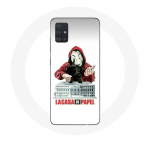 Samsung Galaxy A51 &uuml;mbris la casa de papel mask logo valgel taustal
