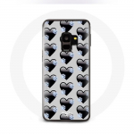 &Uuml;mbris Samsung Galaxy S9 ja mustade s&uuml;damete taustaga