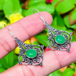 Natural Green Onyx Gemstone Handmade 925 Sterling Silver Earring 1.97 m9e10