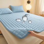 Veekindel madratsmatt elastse tepitud voodilinaga Pehme nahas&otilde;bralik voodilina madratsikaitsematt ilma padjap&uuml;&uuml;rita 150x200cm 1pc sinine