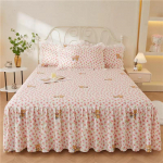 3-osaline komplekt Lillemustriga Pehme Voodiseelik 100% Puuvill Voodikate Printsessi K&otilde;rge Kvaliteediga Puhas Puuvill Libisemiskindel Voodikate 3pcs set 120x200cm