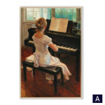 Vintage-stiilis t&uuml;drukute klaverim&auml;ngu plakat, Euroopa figuuriga l&otilde;uendipildid, maalitud seinapilt elutoa sisekujunduseks, kodukaunistus 21x30cm No Framed