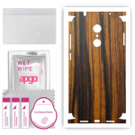 apgo kaitsev nahakleebis tagak&uuml;ljele ja k&uuml;lgedele, mis &uuml;hildub Xiaomi Redmi 5-ga, t&auml;iskile, foolium, vin&uuml;&uuml;l &ndash; muster Tigerwood