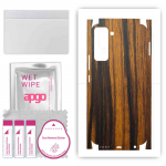 apgo Protective Skin Sticker for the back+sides compatible with Tecno Pop 5 Pro, Full Wrap Film, Foil, Vinyl - Pattern Tigerwood