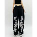 Hip-hop gooti mustad s&ouml;rkimisp&uuml;ksid, &uuml;lisuured Y2K Grunge Kpop kottis p&uuml;ksid Harajuku graafilised laia s&auml;&auml;rega spordip&uuml;ksid S must