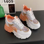 Naiste paksud tossud hingavast v&otilde;rgust vabaajajalatsid 9 cm kiilukontsad platvormkingad Chaussures naiste spordijalatsid 35