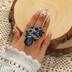 Uued luksuslikud suurte lilledega s&otilde;rmused naistele Liialdatud Statement ehted kristallist s&otilde;rmes&otilde;rmused pruudi pulmapeo ehted Anel Kingitused resizable