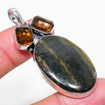 Natural Bumble Bee Jasper, Topaz Gemstone 925 Sterling Silver Pendant 2.29 j6j42