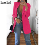 Naiste bleiser, eest avatud, pikkade varrukatega &uuml;lisuur taskutega vabaaja bleiser XXXL