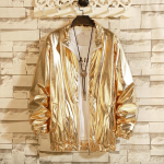 Meeste Tuulejoped &Ouml;&ouml;klubi Stage Peojoped Kost&uuml;&uuml;mid T&auml;navar&otilde;ivad Harajuku Hip Hop Helkurjakk Kuldsed mood mantlid XXXL kuld