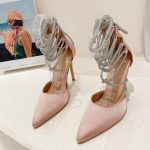 Ramp stiilis s&auml;delevate kivikestega naiste kingad Kristallristiga paelad Strippari k&otilde;rged kontsad Suvepidu Koolil&otilde;pu kingad Stilettod 36 roosa