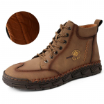 K&auml;sitsi valmistatud l&otilde;hestatud nahast saapad Meeste jalan&otilde;ud Mugavad poolsaapad meestele vabaajajalatsid Suure suurusega t&ouml;&ouml;riistakingad 38 pruun