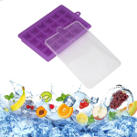 Silikoonist j&auml;&auml;kuubikuvormid, silikoonist j&auml;&auml;kuubikuvormid kaanega s&uuml;gavk&uuml;lmiku jaoks, eemaldatavad ja virnastatavad, 24 j&auml;&auml;kuubikut vormi kohta One Size lilla