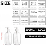 2 Pack Seebi dosaator Veekindla sildiga 500 ml Korduvkasutatav t&uuml;hi &uuml;mmargune pudel pesupesemiseks Ilusalong Hotel Restoran SPA