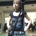 Millennium Y2K Fashion Slim Fit Square kraega riided Naiste retropits Yabi Culture Punk Seksikas l&uuml;hikeste varrukatega T-s&auml;rk naiste top S must