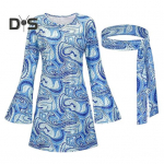 1 komplekt Naiste kleit Peapaela komplekt Retro litritega kelluke varrukatega, avara kehaehitusega tr&uuml;kitud Halloween Cosplay hipi-disko tantsupeo &otilde;htukleit XL oranž