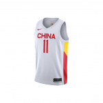 Nike varrukateta kontrastne spordis&auml;rk, Hiina meeskond, Yi Jianlian nr. 11 Kodu Korvpallis&auml;rk Meeste Topid Valge CZ4255-101 M