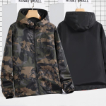 7XL Vabaaja jope meeste pluss rasv pluss suuruses kapuutsiga trend kamuflaaž kahepoolne kantav meeste kevad-s&uuml;gis t&ouml;&ouml;jakk 6XL roheline