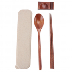 Kaasaskantav lusika ja s&ouml;&ouml;gipulga komplekt Korduvkasutatav puidust n&otilde;ude komplekt koos &uuml;mbrisega kontorimatkamiseks reisimiseks