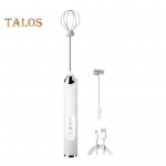 Elektriline vahustaja mikser vispli 3-k&auml;iguline USB-laetav k&auml;eshoitav toidusegisti kohv piimajoogi munasegaja Juhtmeta kaasaskantav disaink&ouml;&ouml;k valge