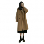 Naiste talvemantel, lahtik&auml;iv kraega taskud, &uuml;hev&auml;rvilised kaherealised, paksendatud, lahtiselt liibuv mantel Termiline pikkade varrukatega t&ouml;&ouml;lk&auml;imise mantel M aprikoosi