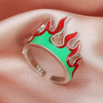 Goth Flame'i avamisr&otilde;ngad naistele Metallist amuletid Metallist amuletid Vintage Punk S&otilde;pruss&otilde;rmused Ehted Esteetika Kingitused 90ndate pidu Resizable valge