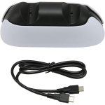 PS5 kontrolleri laadija kahe kontrolleriga laadimisaluse jaoks koos LED-indikaatoriga GTO Package:7.2*6.5*19.5cm valge/must