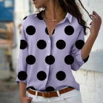Triibutusega naiste pluus Kevads&uuml;gis Femme Office Lady Button Up Turn Down kraega s&auml;rgid XS