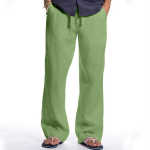 Moodsad meeste sirge jalaga puuvillased linased vabad vabaaja p&uuml;ksid, n&ouml;&ouml;riga hingavad igap&auml;evased p&uuml;ksid 5XL roheline