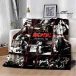 Rockb&auml;nd AC/DC retrotr&uuml;kiga flanellist soe pleed piknikutekk voodikate viskepleed voodipesu S&uuml;nnip&auml;evakink 40x50in