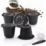 Kapslid R&eacute;utilisables De Caf&eacute; Nespresso, Avec Cuill&egrave;re, Brosse, Dosettes Rechargeables de Caf&eacute; Noir, Avec F