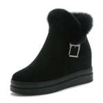 7.5CM Suede Ehtne Nahk Naiste Pahkluu Lumisaapad Platvorm Kiil Karusnahk Palus Soojad Naiste Talvesaapad T&otilde;mblukk Peidetud Kontsad Kingad 35