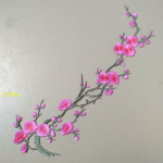 Talvise ploomi&otilde;ie tikandiplaaster cheongsamile - isetehtud triigitav hiina stiilis 15X36 cm roosa