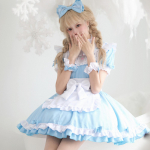 Magus Lolita Teenrit&uuml;druku Kleit Hele Sinine Pehme T&uuml;druk Naiste Printsessi Kleit Kawaii Cosplay Kost&uuml;&uuml;m XXXXXL helesinine v&auml;rv