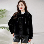 Talvine uus keskealine soe villane mantel Ema &uuml;llas ja moodne imitatsioon naaritsa fliisist lahtine mantel M