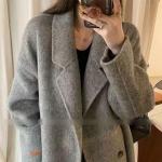 Kahepoolne villane mantel Vaba vabaaja villane mantel S