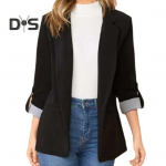 Naiste &uuml;likond, mantel, rev&auml;&auml;r, kokkurullitud pikkade varrukatega &uuml;hev&auml;rviline &uuml;likonnajakk, &uuml;he n&ouml;&ouml;biga avaralt liibuv kevad-s&uuml;gis &auml;ririided XXL must