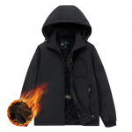 Meeste &scaron;erpa kapuutsiga jope Fliisist voodriga t&otilde;mblukuga soojad kapuutsid Talve kapuutsiga mantel Meestele Tuulejope jakk V&auml;lisr&otilde;ivad Soe Parka jakid taskutega} M must