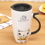 Paari kruus Armas kassikeraamika kohv kaanega Suure mahutavusega loomakruusid Loomingulised joogin&otilde;ud Kohv Tee Uudsus Kingitused Piimatass 500-600ml