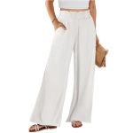 Naiste puuvillased linased p&uuml;ksid suvised laia s&auml;&auml;rega vabaaja vaba pingutusn&ouml;&ouml;riga k&otilde;rge v&ouml;&ouml;koht Palazzo p&uuml;ksid taskutega L must