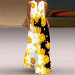 Naistemood suvised kevadised lillemustriga varrukateta V-kaelusega vabad kleidid S