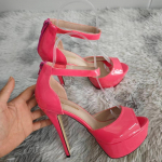 Naiste sandaalid Uued seksikad 14 cm platvormiga &uuml;lik&otilde;rged kontsad tikkp&uuml;ksid lahtise varbaga pahkluu rihm Sandaalid Gladiator peokleit pulmakingad 35 Heleroosa